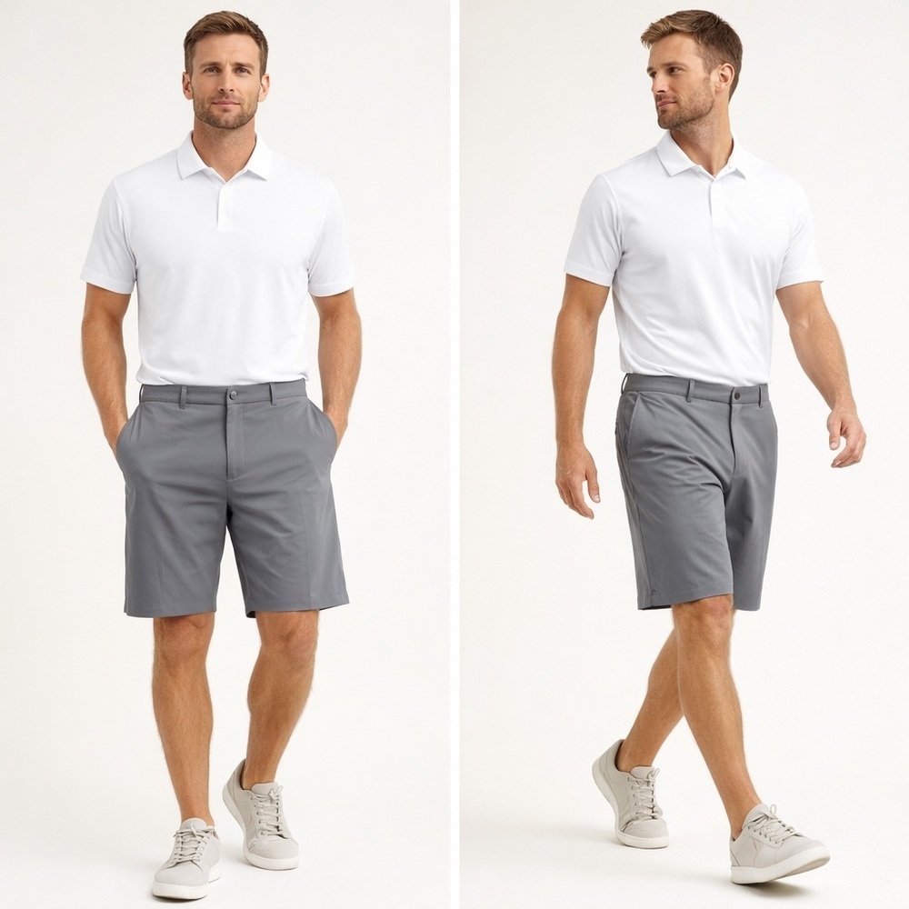 Perry Ellis Portfolio Performance Stretch Shorts 40 | Smoked Pearl 9” Golf